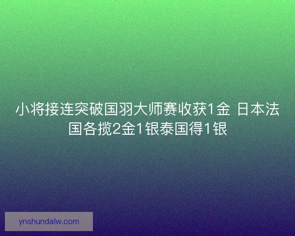 小将接连突破国羽大师赛收获1金 日本法国各揽2金1银泰国得1银